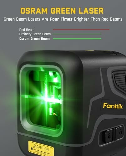 Osram green laser device with brightness comparison chart.