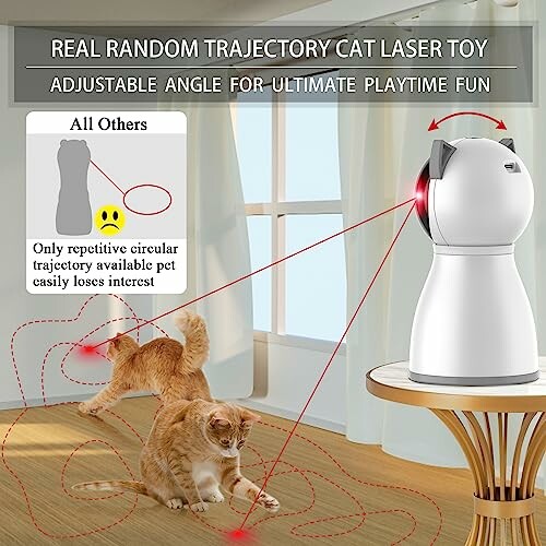 Cats playing with a random trajectory laser toy.