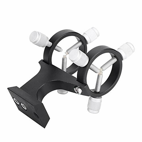 Black telescope mounting rings with white adjustment knobs.