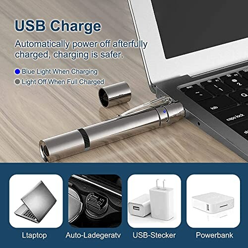 USB charge laser pen with laptop and accessories.