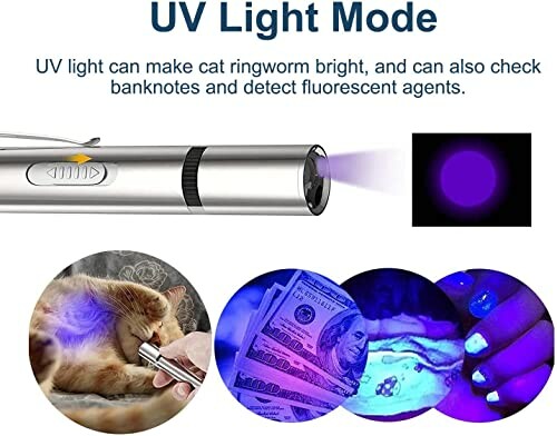 UV light used on a cat, banknotes, and nails showing fluorescence.