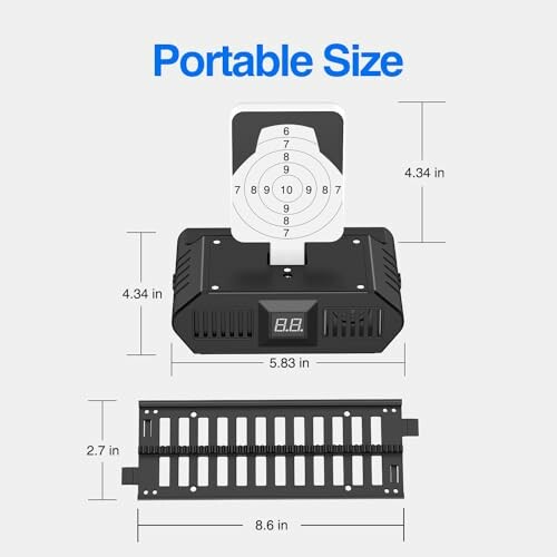 Portable target with dimensions and digital display.