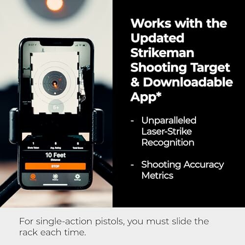 Strikeman shooting target with app interface and features.