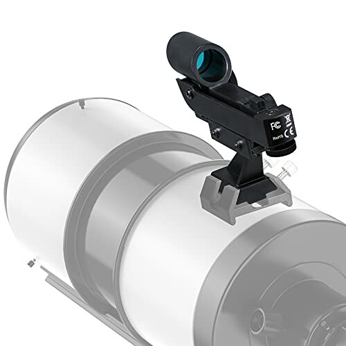 Telescope with attached finder scope, showcasing the Brightness Red Dot Finderscope's ease of use and installation.